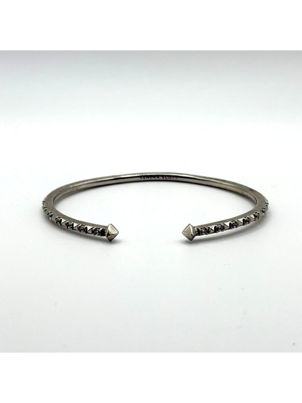 Kendra Scott Silver Plated Open Cuff Bracelet With Crystals Minimalist Design